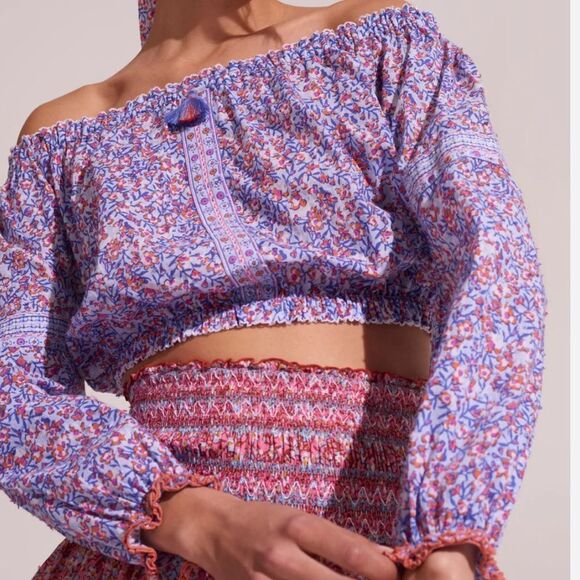 Poupette St Barth Top Womens size Small Nana Light Blue Paquerette Cotton Resort - Picture 2 of 16